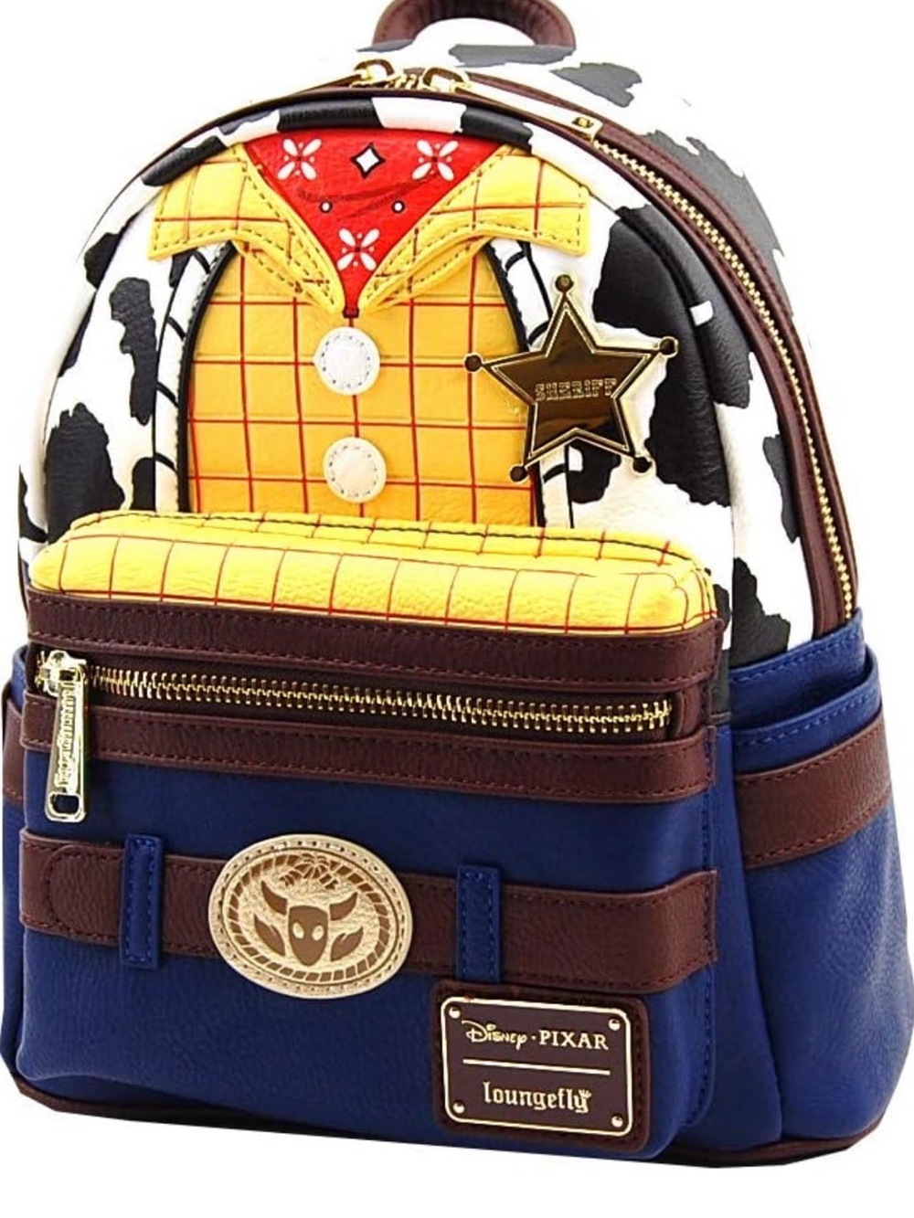Loungefly Woody-Inspired Mini Backpack - Blue/Yellow/Cowprint